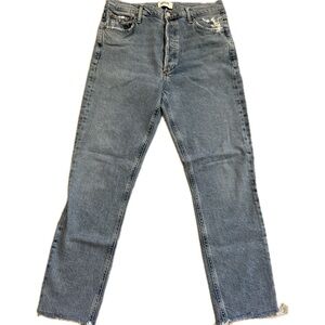 AGOLDE NICO Button Fly Jeans in Light Blue Wash